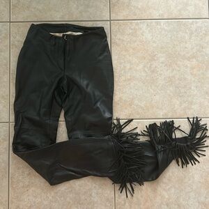 Bebe Vintage Leather Fringe Pants